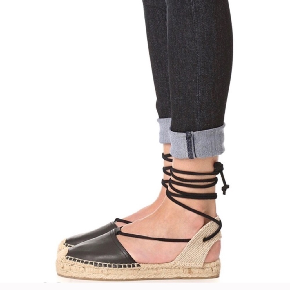 Soludos Leather Platform Gladiator Espadrilles - image 2